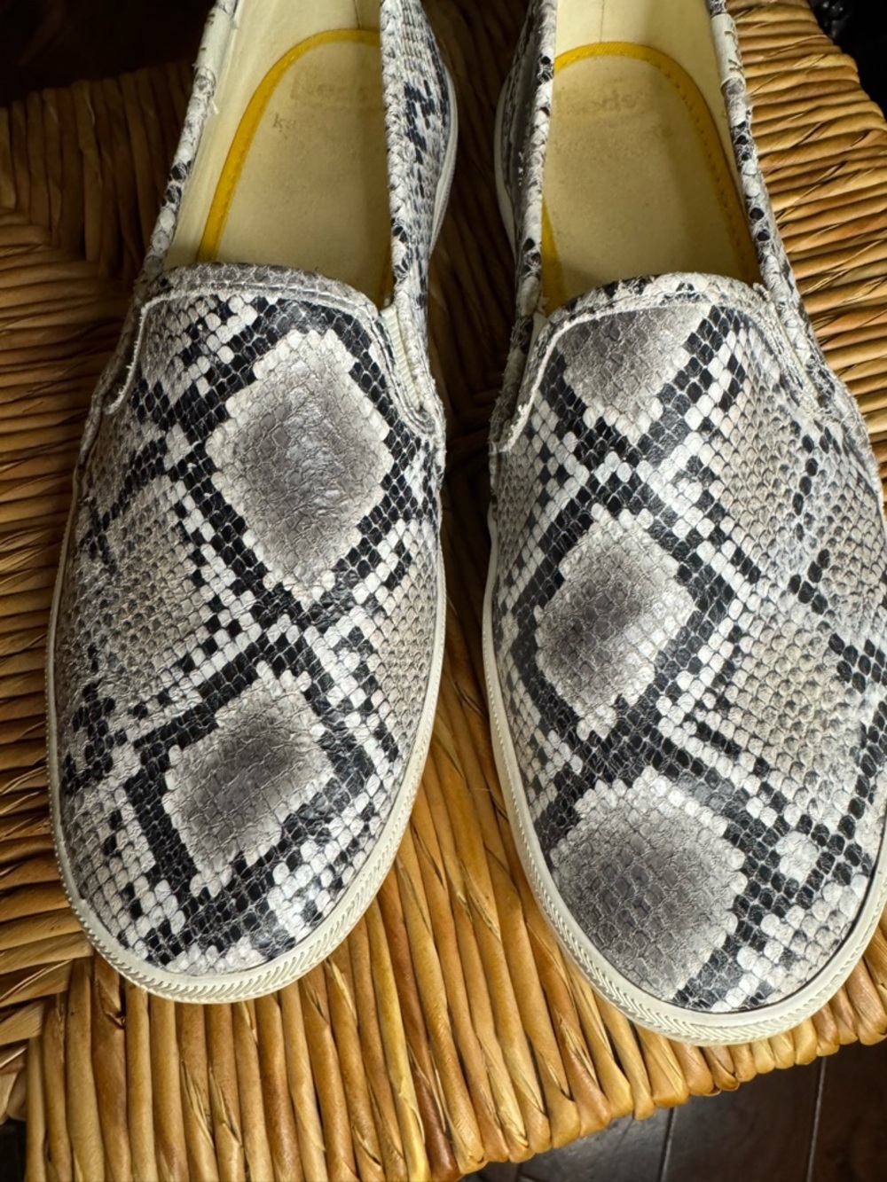 Women’s Keds Snake-Print Slip-On Flats in Gray and Black - Picture 3 of 10